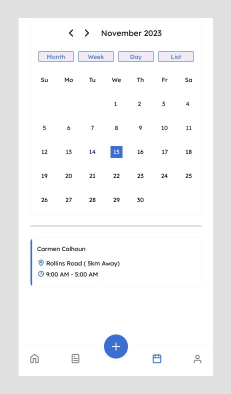 Employee roster calendar for the month