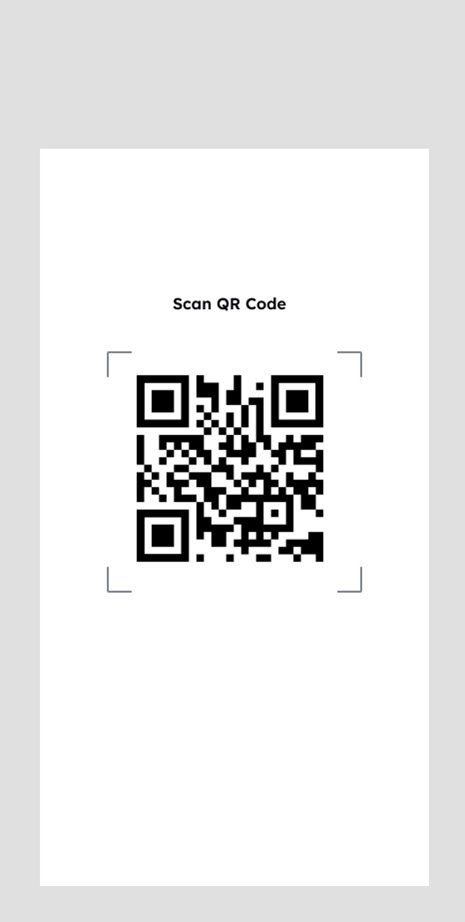 QR scanner screen with the instruction Scan QR Code